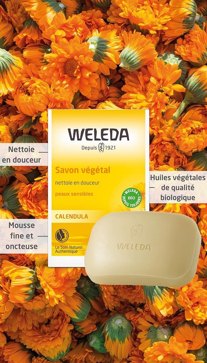 Lot De 3 Savons Végétaux à La Calendula Weleda - Neufs, Pour Le Soin Quotidien De La Peau